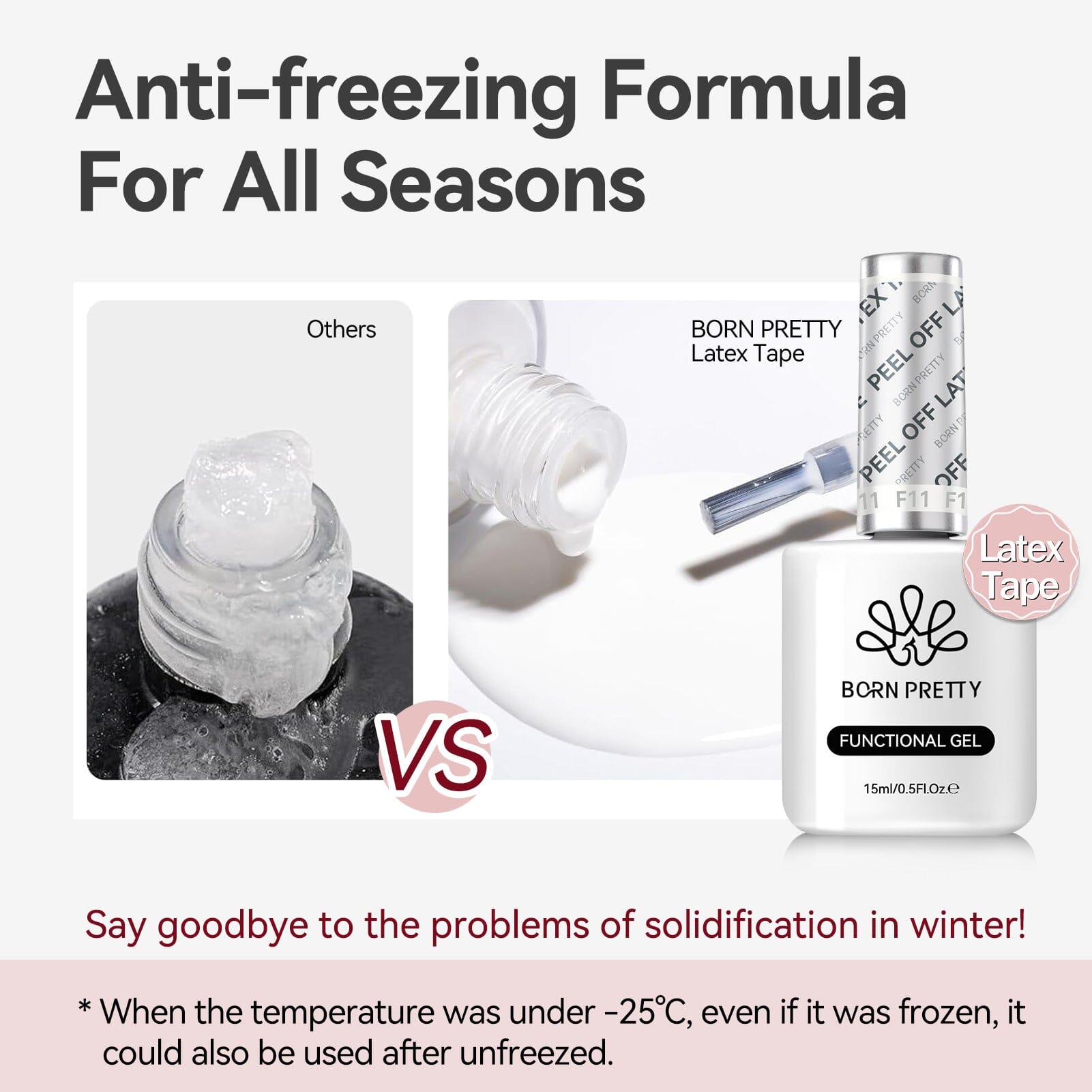 White Peel Off Latex Tape Anti-Freezing 15ml Gel Nail Polish BORN PRETTY 