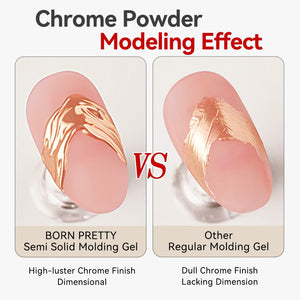 3pcs Set (Semi Solid Molding Gel, Chrome Powder, Nail Brush) Gel Nail Polish BORN PRETTY 