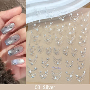 French Star Lines Glitter 3D Nail Sticker Nail Sticker No Brand 03 