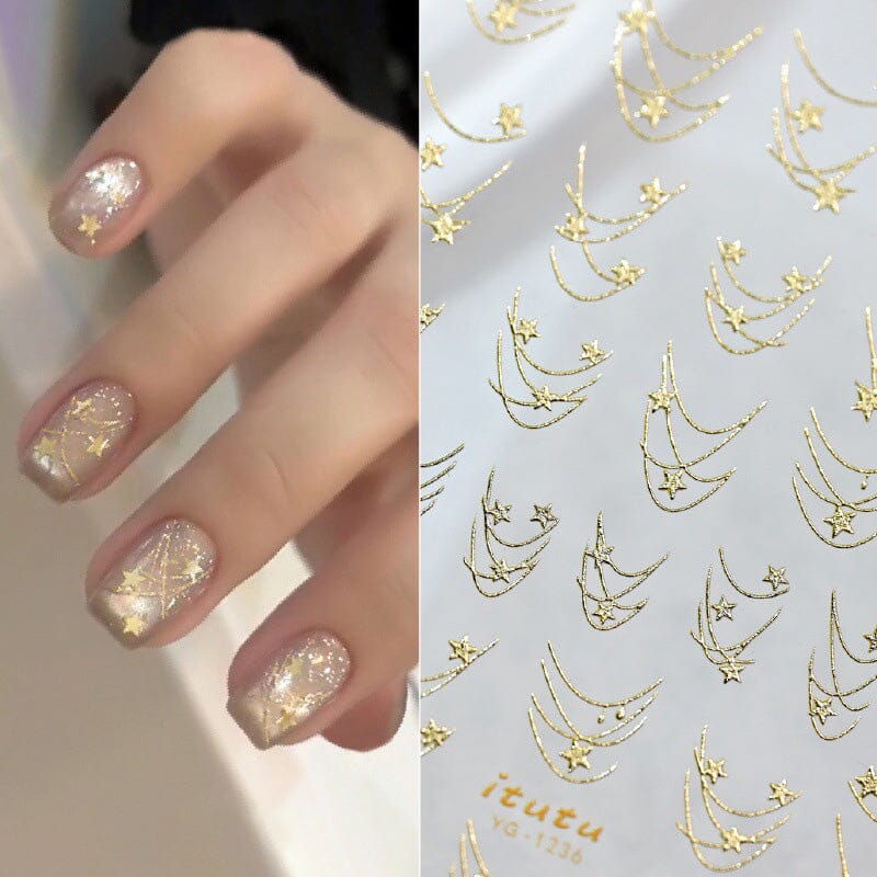 French Star Lines Glitter 3D Nail Sticker Nail Sticker No Brand 