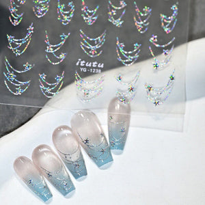 French Star Lines Glitter 3D Nail Sticker Nail Sticker No Brand 