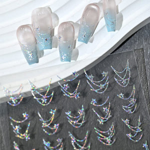 French Star Lines Glitter 3D Nail Sticker Nail Sticker No Brand 