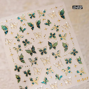 Green Blue Butterfly 5D Nail Sticker M-547 Nail Sticker No Brand 