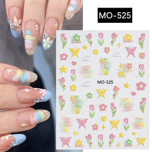 Daisy Tulip Flowers 3D Nail Sticker MO-524/525/526 Nail Sticker No Brand MO-525 