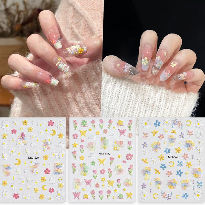 Daisy Tulip Flowers 3D Nail Sticker MO-524/525/526 Nail Sticker No Brand 