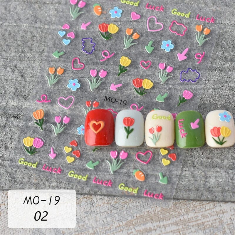 Flower Cartoon 3D Nail Stickers MO-18-21 Nail Sticker No Brand MO-19 