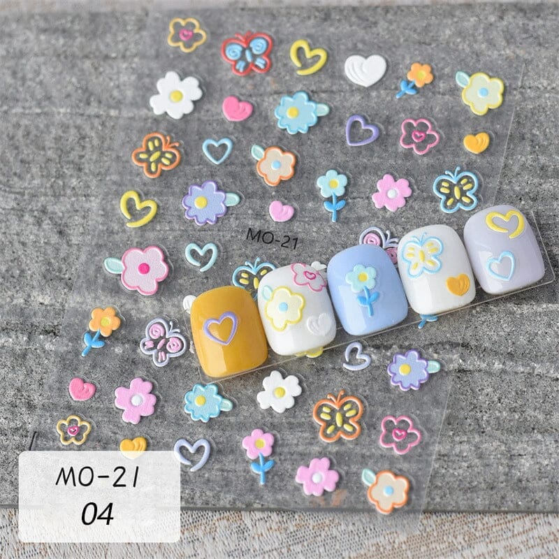 Flower Cartoon 3D Nail Stickers MO-18-21 Nail Sticker No Brand MO-21 