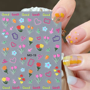 Flower Cartoon 3D Nail Stickers MO-18-21 Nail Sticker No Brand 