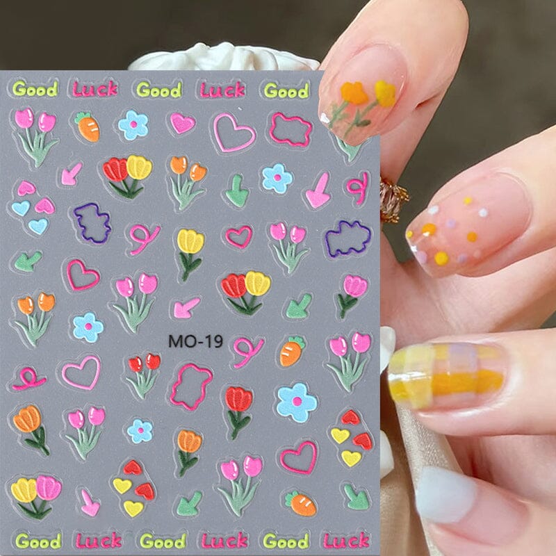 Flower Cartoon 3D Nail Stickers MO-18-21 Nail Sticker No Brand 