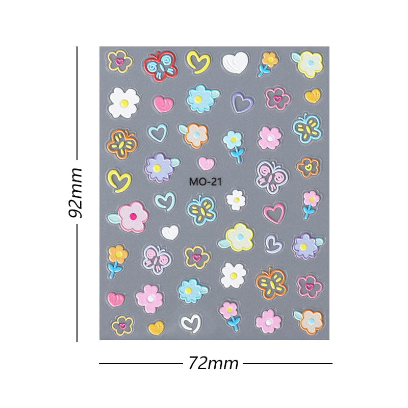 Flower Cartoon 3D Nail Stickers MO-18-21 Nail Sticker No Brand 