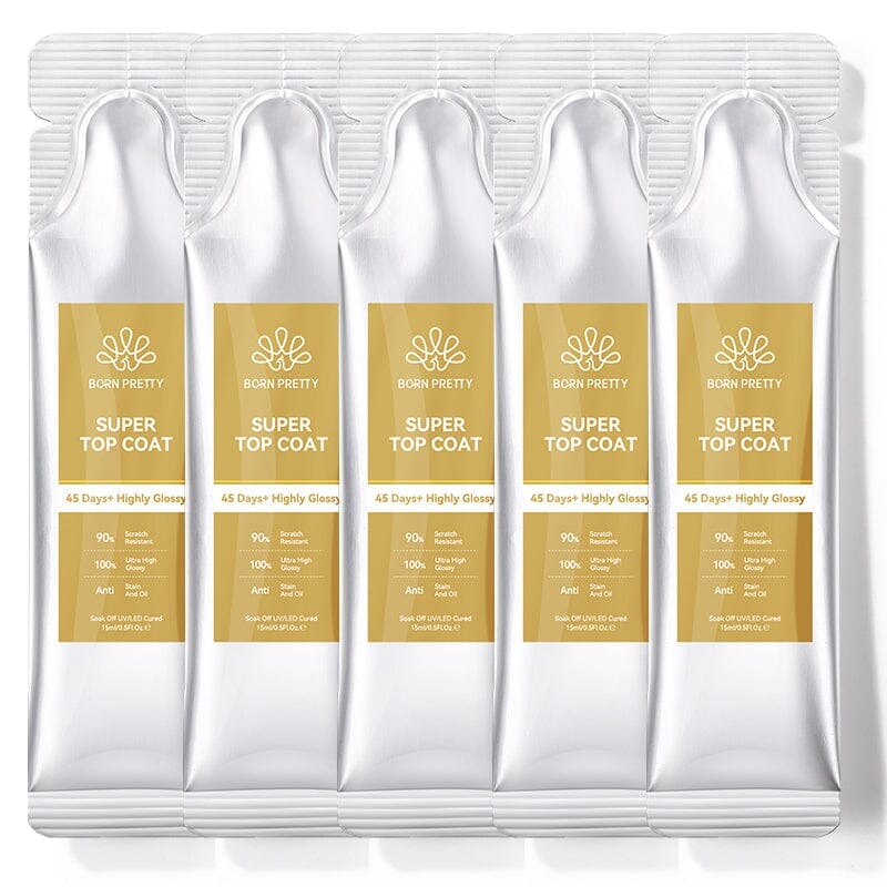 5pcs Super Top Coat 15ml (Bag) Base & Top Coat BORN PRETTY 