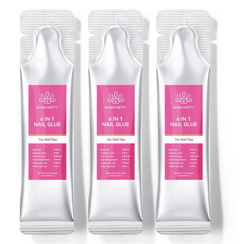 6 in 1 Nail Glue Gel 15ml (Bag) Gel Nail Polish BORN PRETTY 3 pcs 