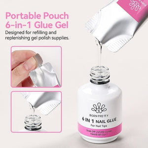 6 in 1 Nail Glue Gel 15ml (Bag) Gel Nail Polish BORN PRETTY 