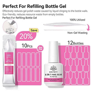 4pcs Set 6 in 1 Nail Glue Gel Polish 15ml Gel Nail Polish BORN PRETTY 