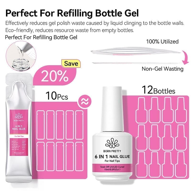 4pcs Set 6 in 1 Nail Glue Gel Polish 15ml Gel Nail Polish BORN PRETTY 