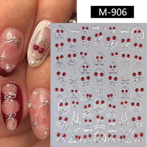 Cherry Bowknot Strawberry 5D Nail Sticker M-906/913 Nail Sticker No Brand M-906 
