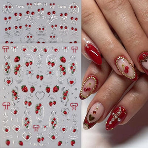 Cherry Bowknot Strawberry 5D Nail Sticker M-906/913 Nail Sticker No Brand 