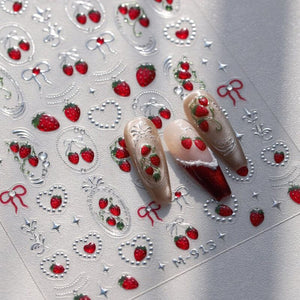 Cherry Bowknot Strawberry 5D Nail Sticker M-906/913 Nail Sticker No Brand 