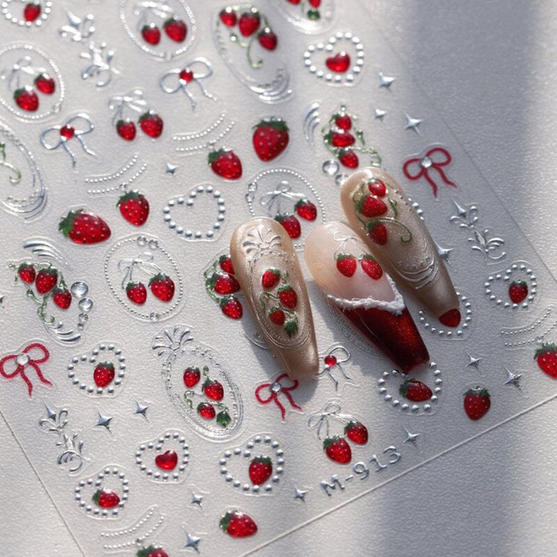 Cherry Bowknot Strawberry 5D Nail Sticker M-906/913 Nail Sticker No Brand 