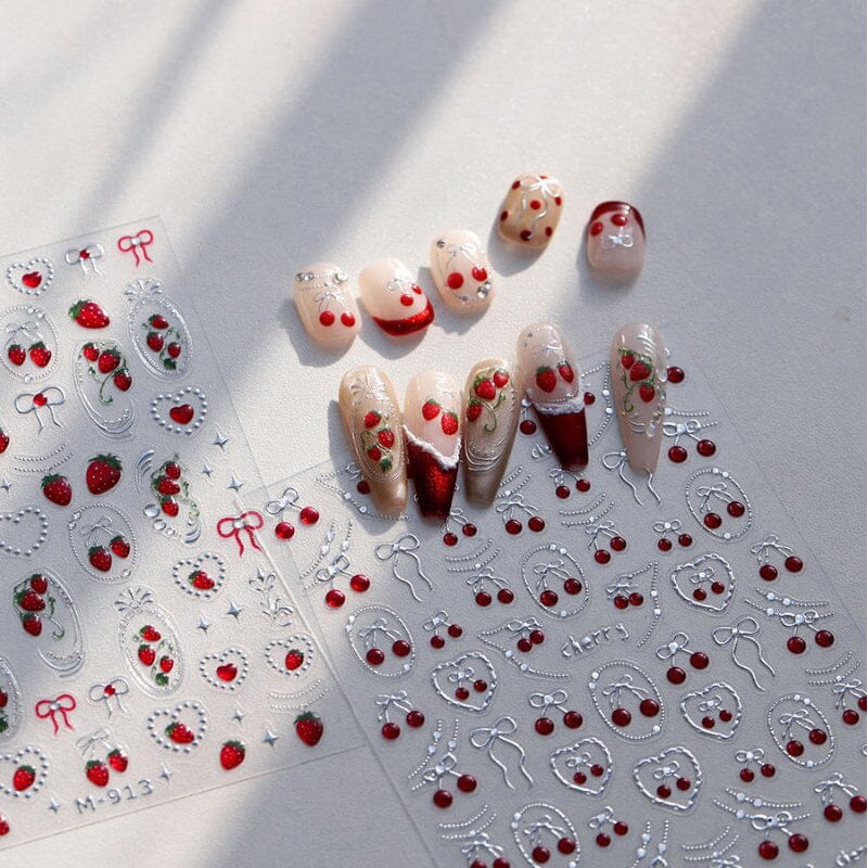 Cherry Bowknot Strawberry 5D Nail Sticker M-906/913 Nail Sticker No Brand 