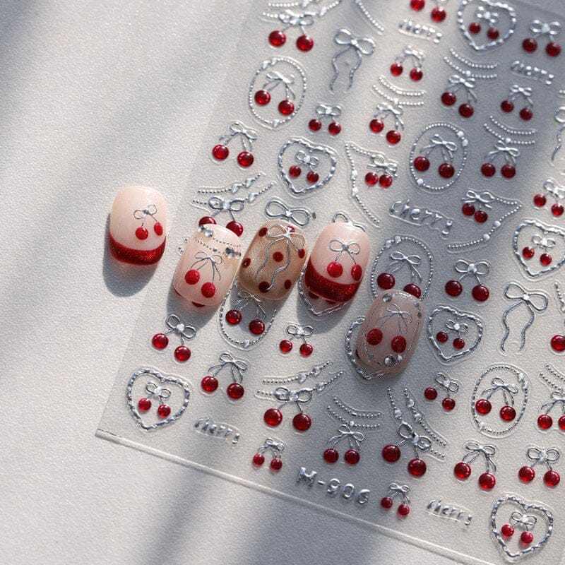 Cherry Bowknot Strawberry 5D Nail Sticker M-906/913 Nail Sticker No Brand 