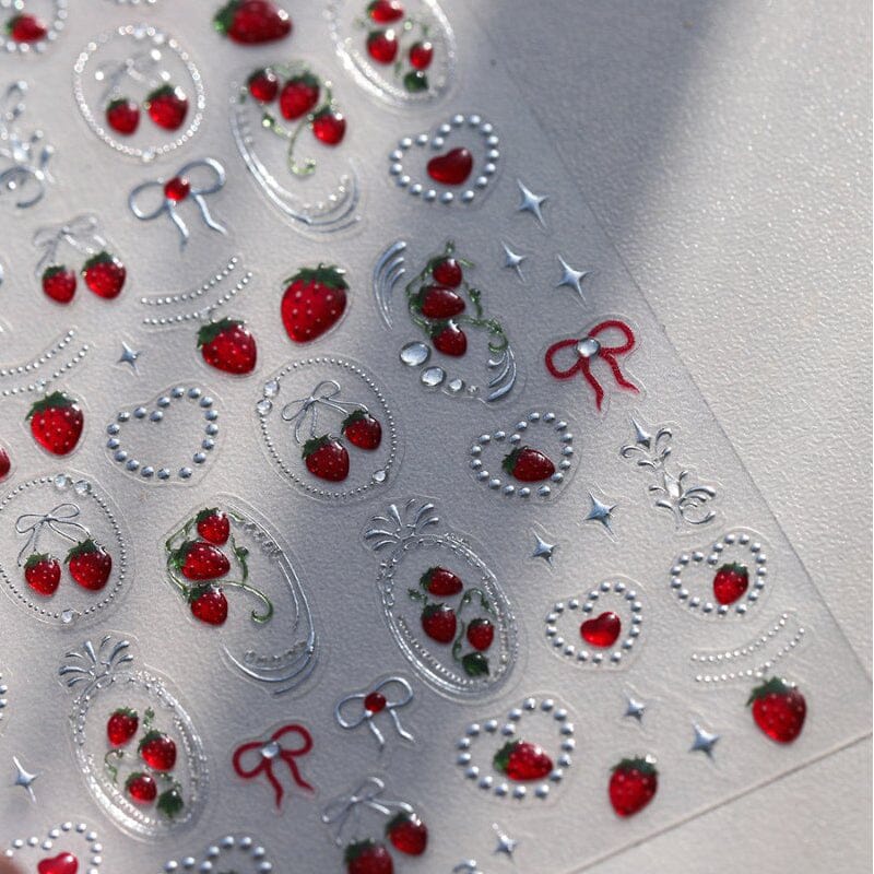 Cherry Bowknot Strawberry 5D Nail Sticker M-906/913 Nail Sticker No Brand 