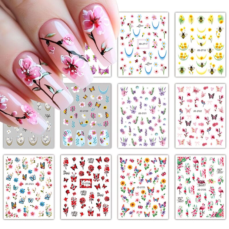 Flowers Butterfly 3D Nail Sticker JO-2715-2725 Nail Sticker No Brand 