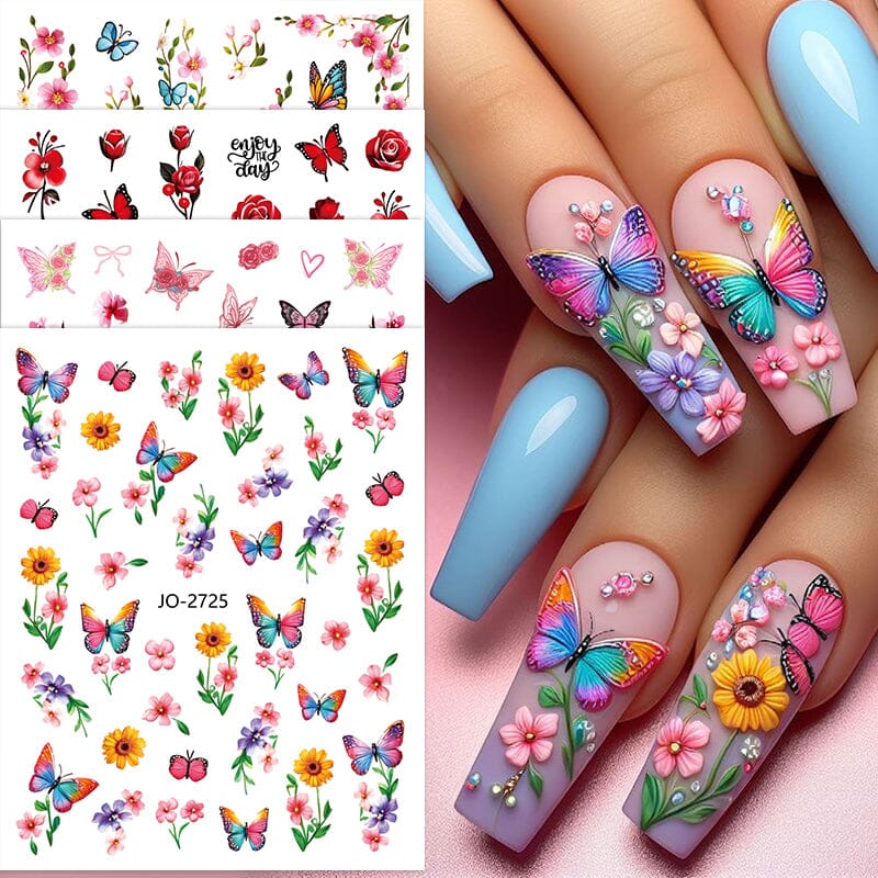 Flowers Butterfly 3D Nail Sticker JO-2715-2725 Nail Sticker No Brand 