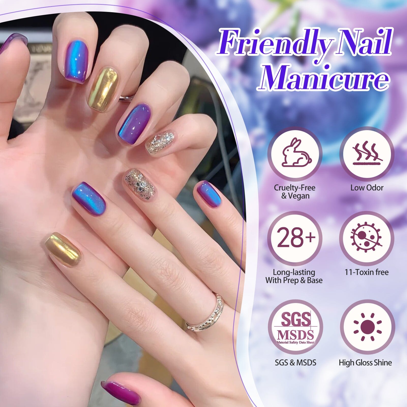 Blue Colored Cat Magnetic Gel Polish MY297 Blueberry 15ml Gel Nail Polish BORN PRETTY 