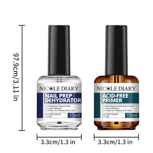 Nail Prep Dehydrator Acid-Free Primer 15ml Nail Care NICOLE DIARY 