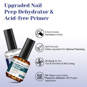 Nail Prep Dehydrator Acid-Free Primer 15ml Nail Care NICOLE DIARY 