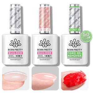 3 Bottles Set Magic Gel Remover with 8 in 1 Builder Gel 15ml Gel Nail Polish BORN PRETTY 
