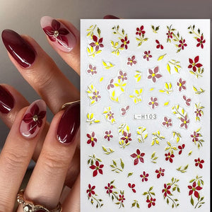 Flowers 3D Nail Sticker L-H Series Clearance No Brand 