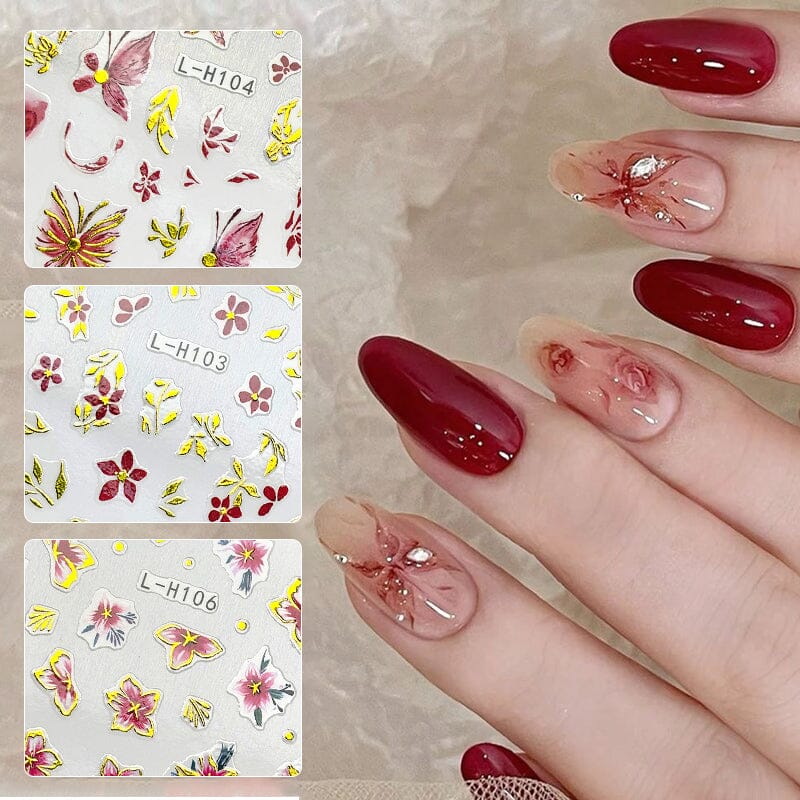 Flowers 3D Nail Sticker L-H Series Clearance No Brand 