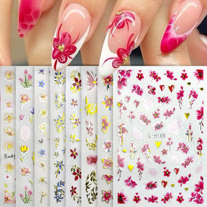 Flowers 3D Nail Sticker L-H Series Clearance No Brand 