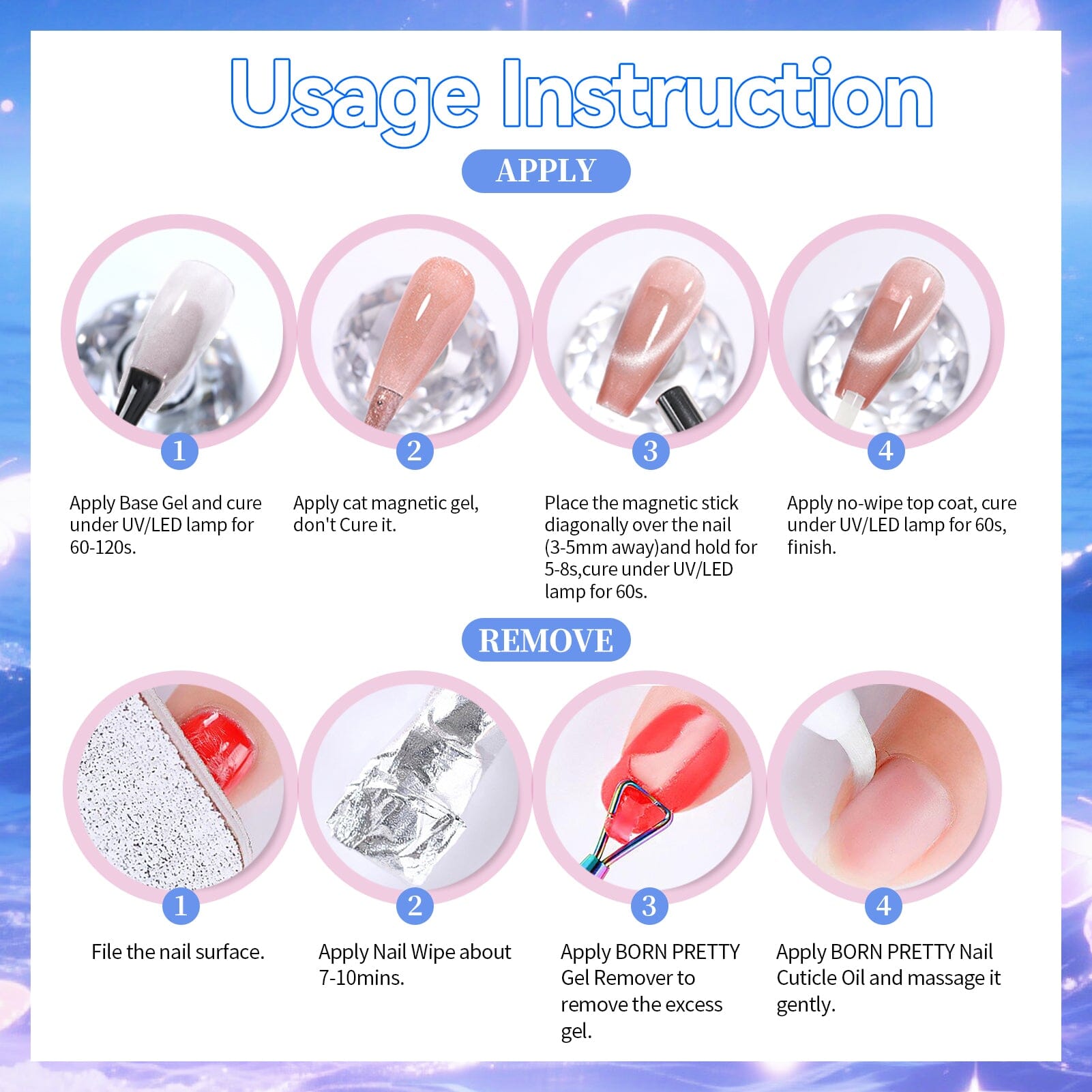 Aurora Cat Magnetic Gel Polish MY304 Blue Tears 15ml Gel Nail Polish BORN PRETTY 