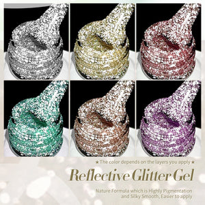 6 Colors Reflective Glitter Gel Polish Set T20 Carat Mirage 7ml Gel Nail Polish BORN PRETTY 