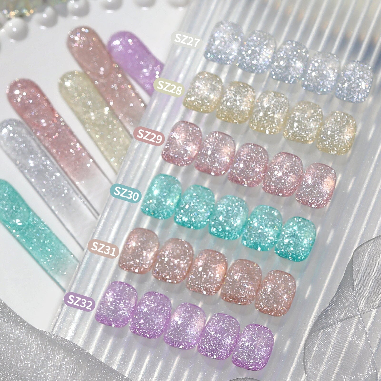 6 Colors Reflective Glitter Gel Polish Set T20 Carat Mirage 7ml Gel Nail Polish BORN PRETTY 