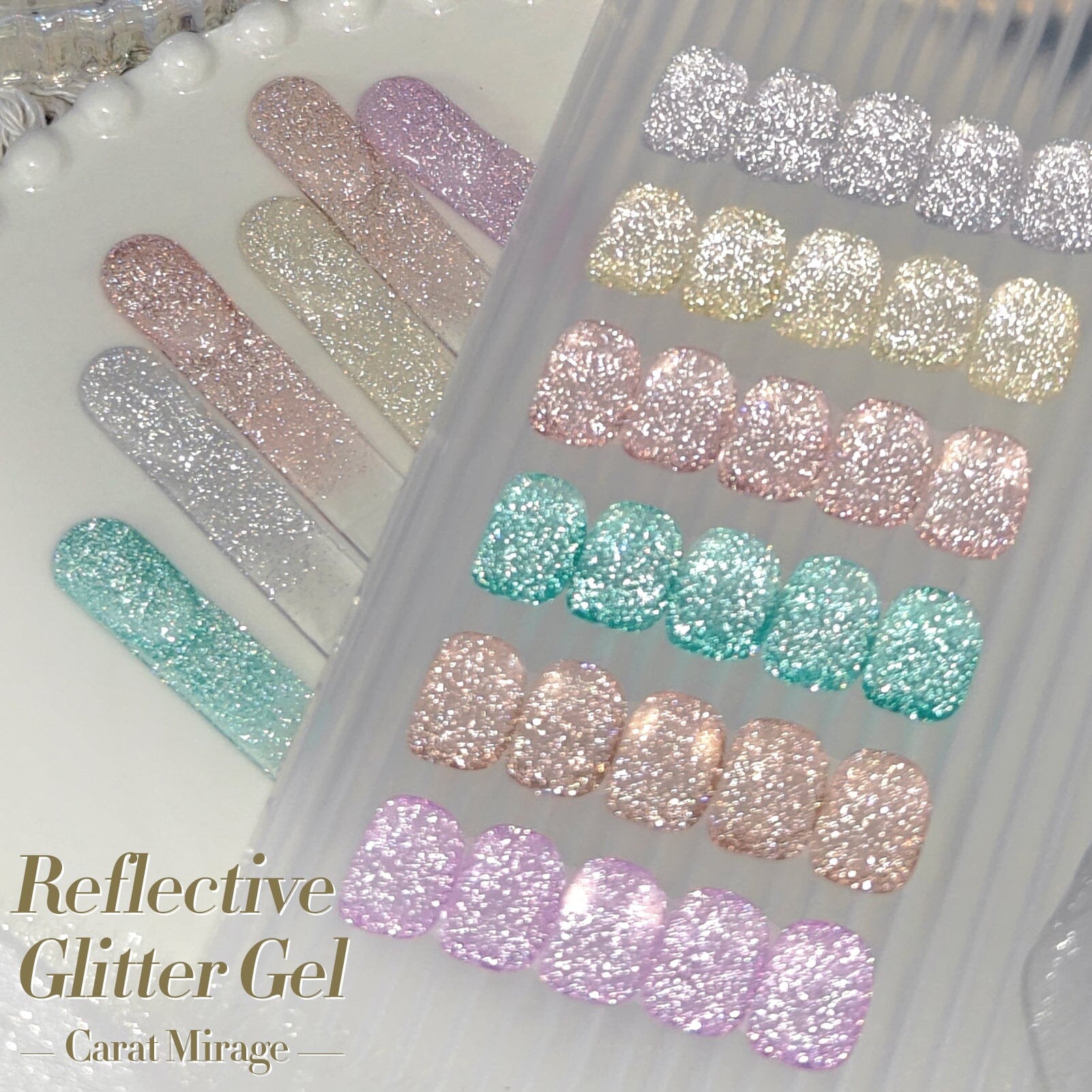6 Colors Reflective Glitter Gel Polish Set T20 Carat Mirage 7ml Gel Nail Polish BORN PRETTY 