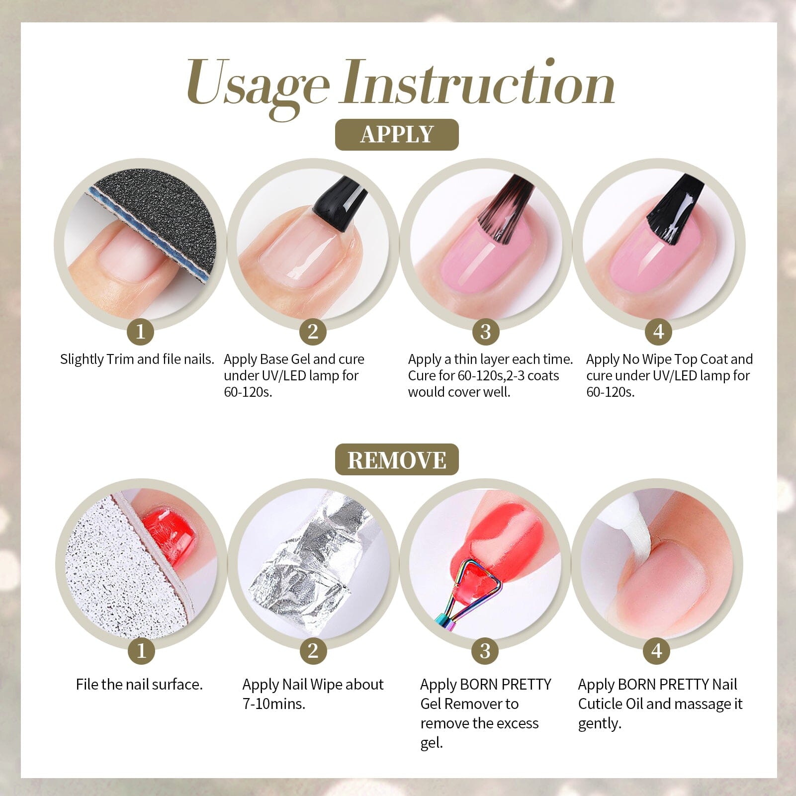 6 Colors Reflective Glitter Gel Polish Set T20 Carat Mirage 7ml Gel Nail Polish BORN PRETTY 