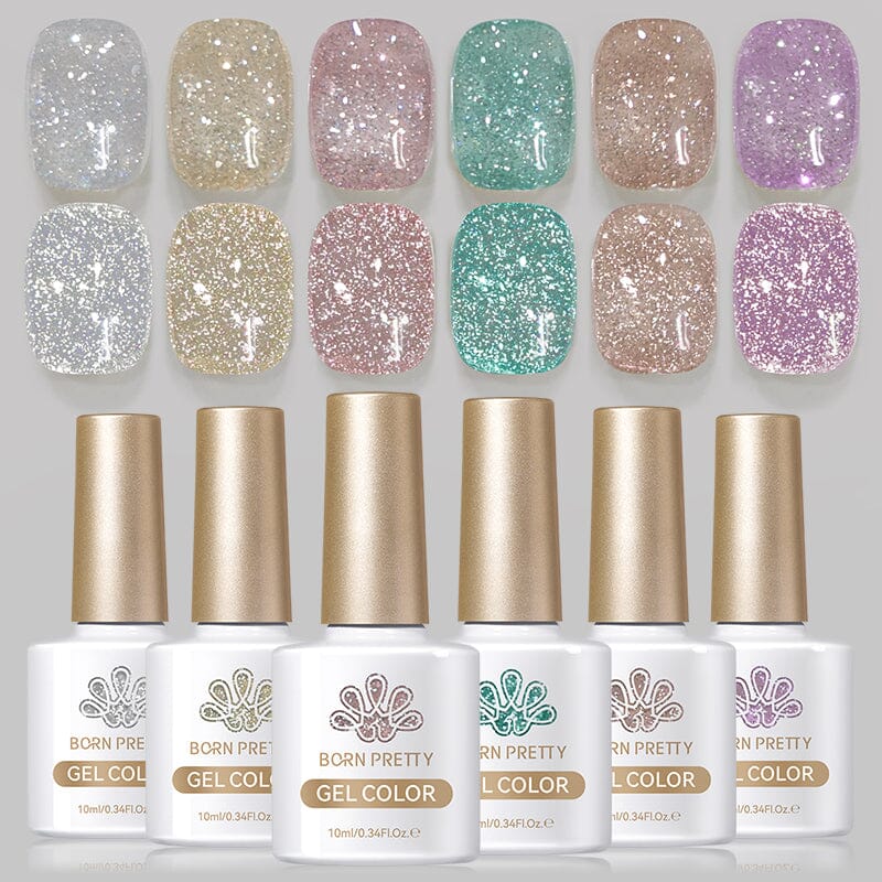 Reflective Glitter Gel Polish SZ27-SZ32 Carat Mirage 10ml Gel Nail Polish BORN PRETTY 6 Colors 