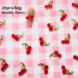 20pcs Sweet Mini Red Cherry 3D Nail Decorations