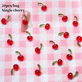 20pcs Sweet Mini Red Cherry 3D Nail Decorations