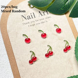 20pcs Sweet Mini Red Cherry 3D Nail Decorations