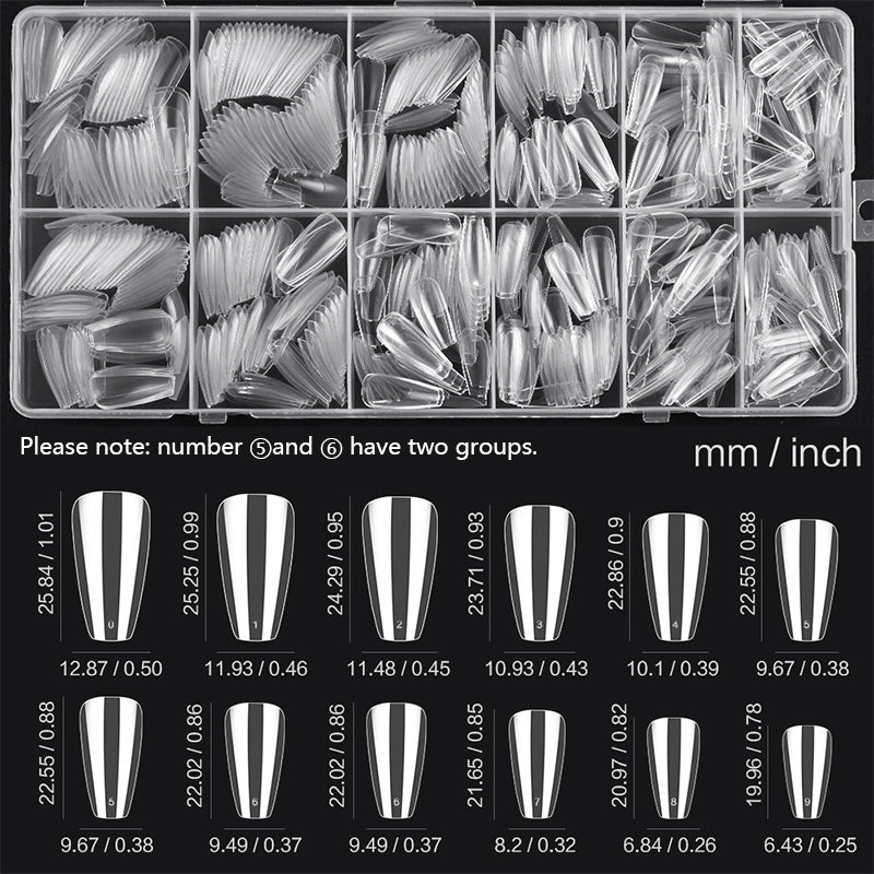 600pcs Coffin Transparent False Nail Tips