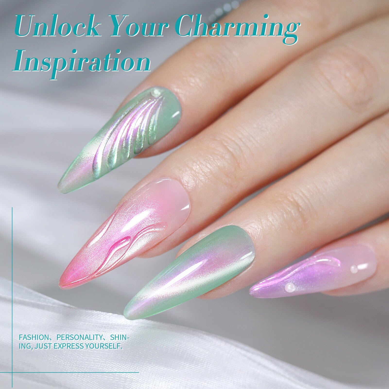 6 Colors Aurora Cat Magnetic Gel Polish Set M43 Coral Sea 7ml Gel Nail Polish BORN PRETTY 