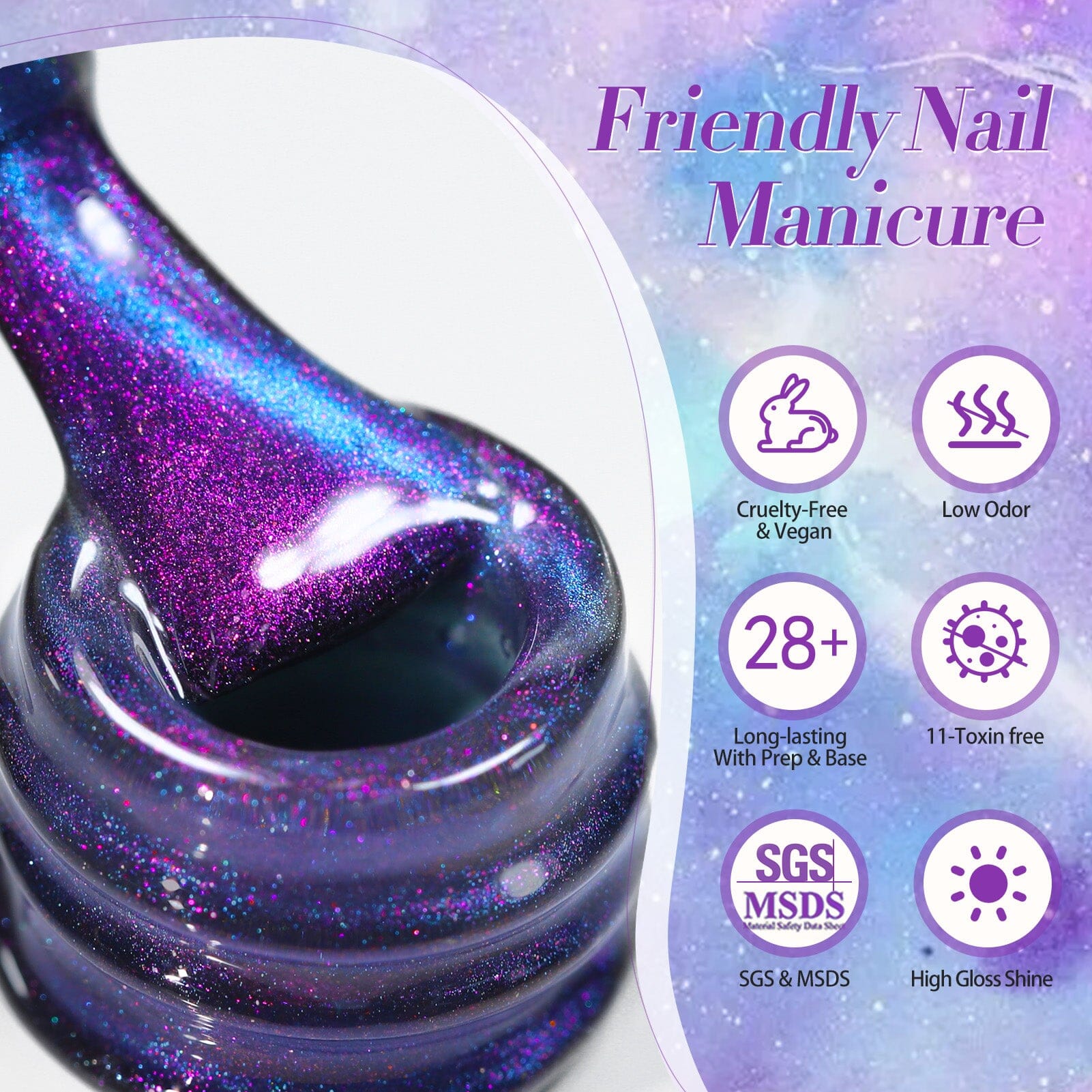 Auroras Cat Magnetic Gel Polish MY311 Night Purple 15ml Gel Nail Polish BORN PRETTY 