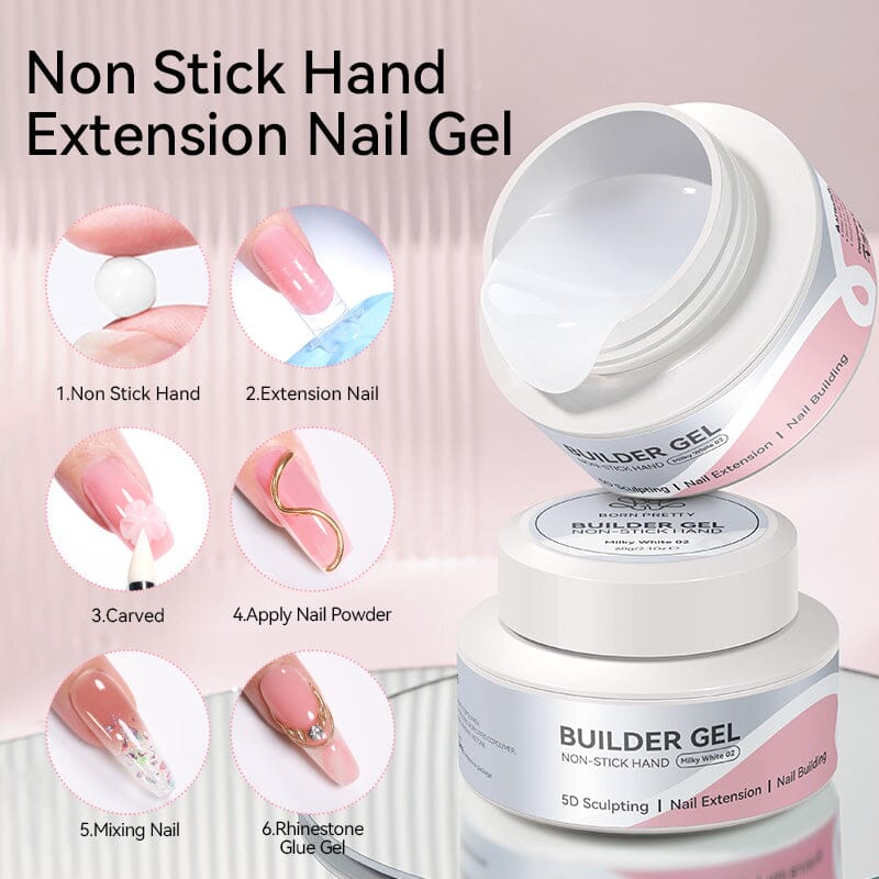 2pcs No Stick Hand Builder Gel 60g HEMA FREE Extension Nail Gel BORN PRETTY 
