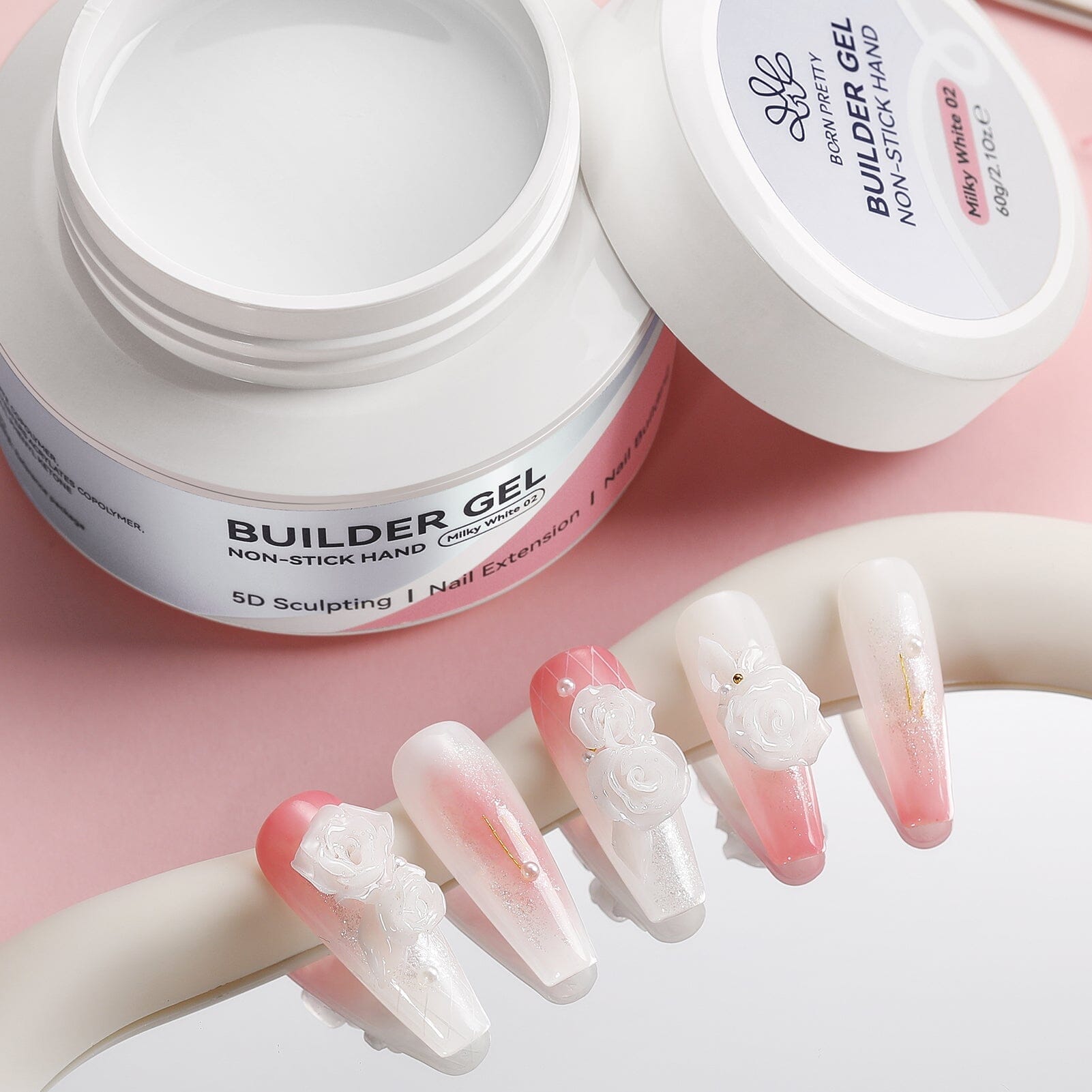 Hema-Free Non Stick Hand Extension Gel Milky White 60g Extension Nail Gel BORN PRETTY 