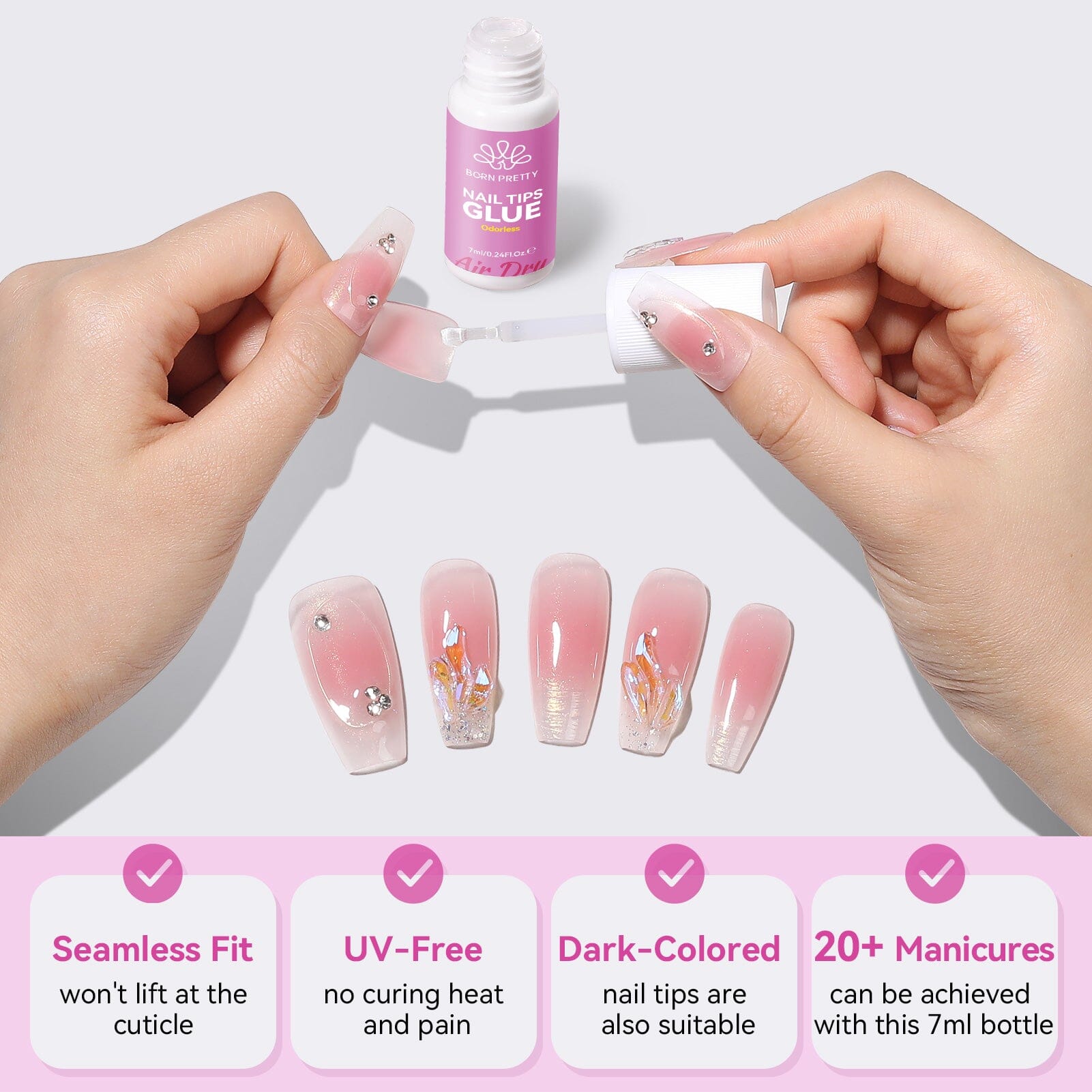 Nail Tips Glue Fast Air Dry 7ml Nail Tips BORN PRETTY 